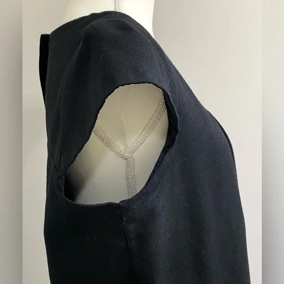 GAP Womens M Solid Black Cap Sleeve Straight Dress Maximalist Preppy Classic - Picture 7 of 16